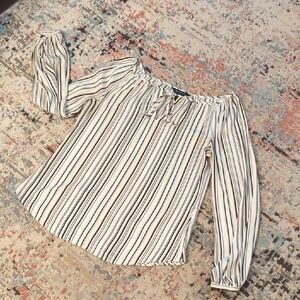 WHBM Striped Women's Long Sleeve Blouse